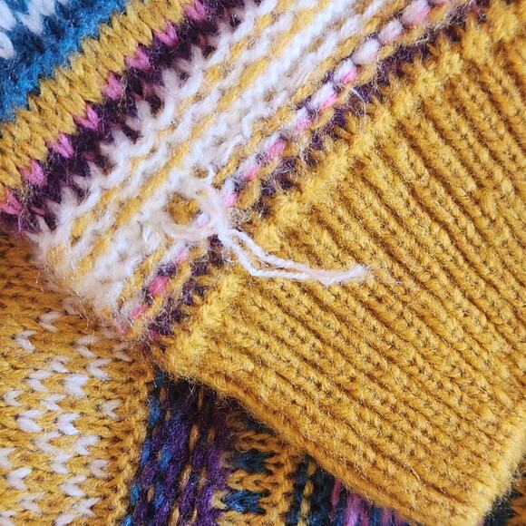 Urban Outfitters UO Mustard Fair Isle Striped Sweater size S - Picture 7 of 12